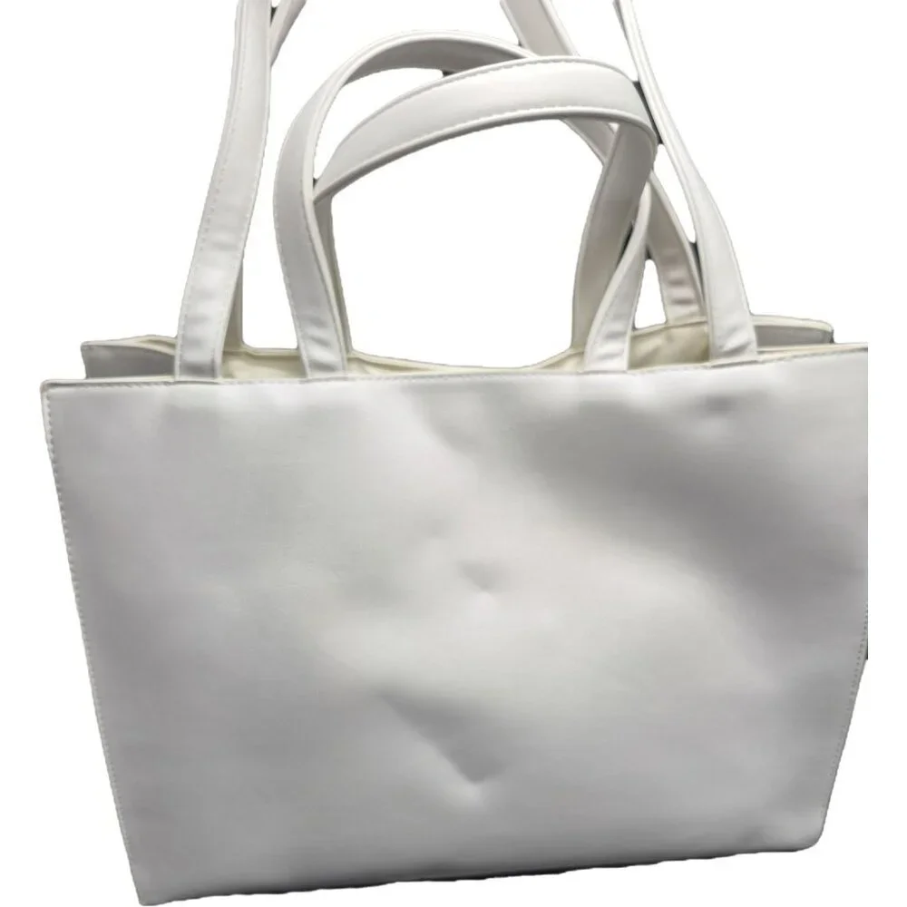 Roses Are Red Bride Tote Bag Shoulder Bag Purse Travel Bag Embossed White